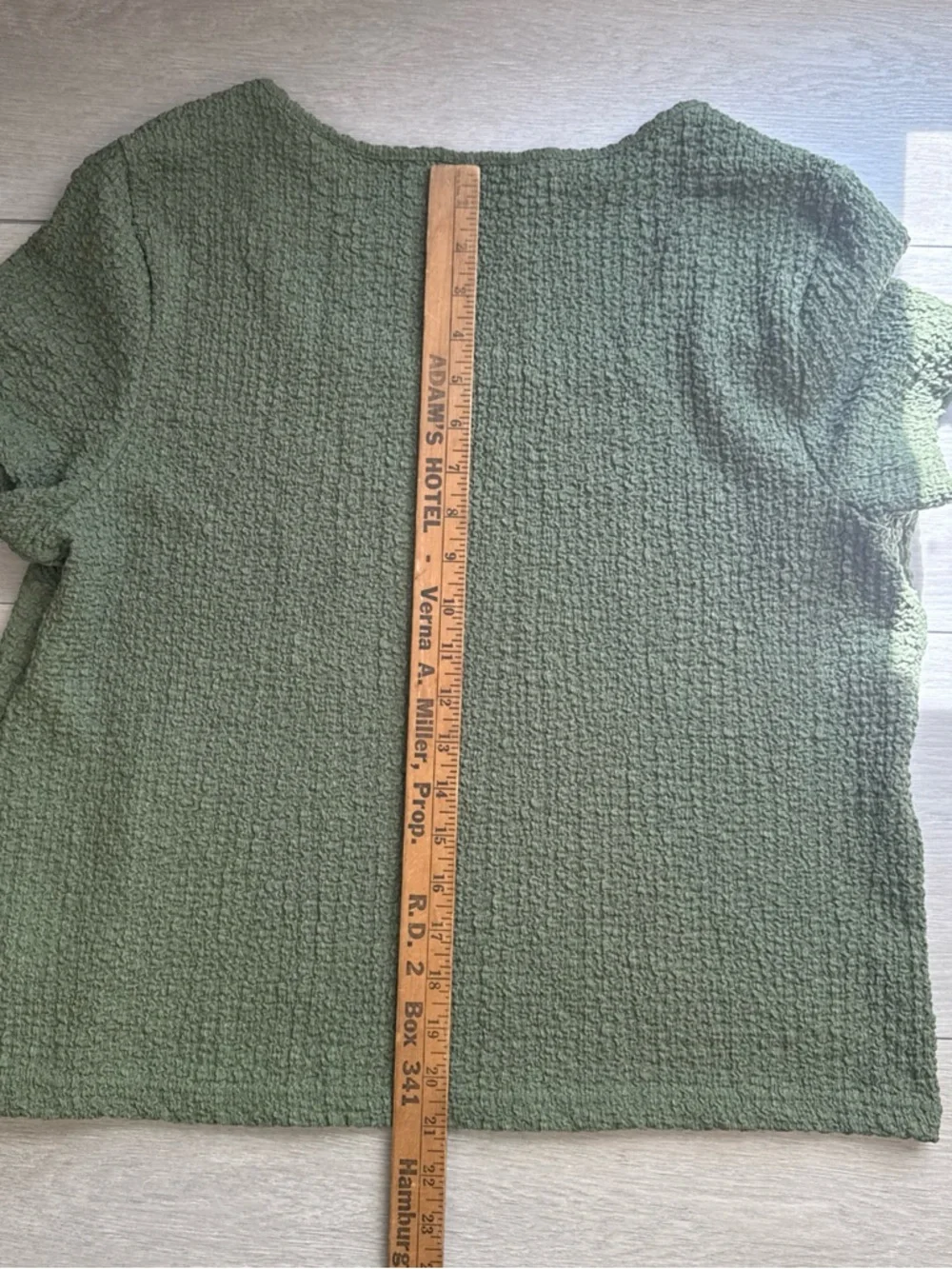Time and Tru Olive Green Pucker Textured Square Neck Tee Top Women's XL 16-18 - Picture 4 of 5